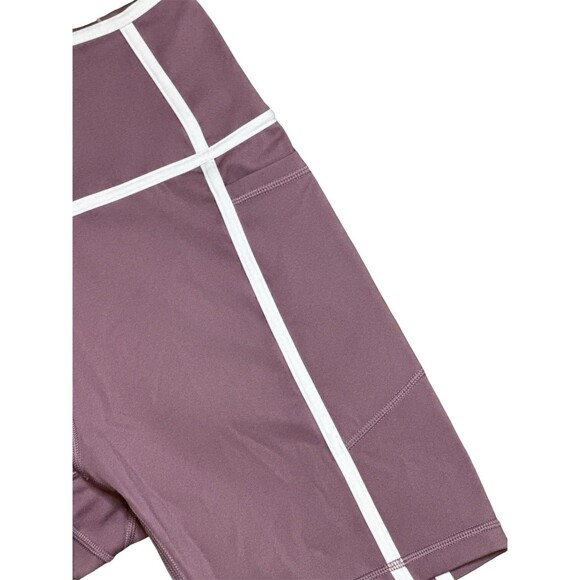Antonio Melani Active High Waist Contrast Trim Purple White Bike Shorts Medium - Picture 4 of 8
